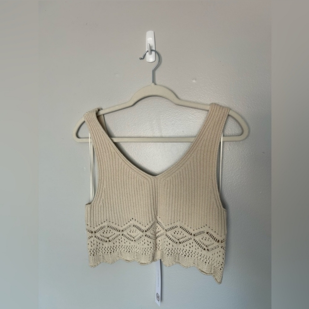 House Of Harlow 1960 Cream Beige Knit Crop Top